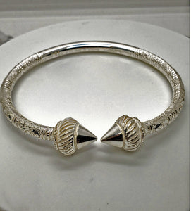 West Indian Taj Head Bangle Mumbai Pattern .925 Sterling Silver at .230 Thick