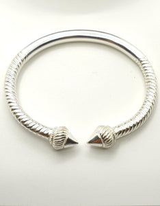 West Indian Taj Head Bangle with Our NEW rebar design .999 Fine Silver at .300 Thick - Size 9 1/2