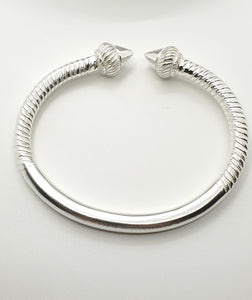 West Indian Taj Head Bangle with Our NEW rebar design .999 Fine Silver at .300 Thick - Size 9 1/2