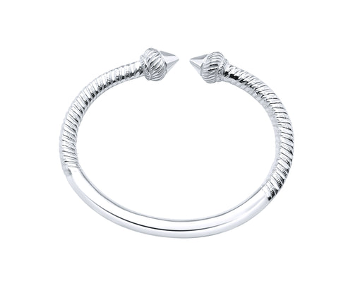 West Indian Taj Head Bangle with Our NEW rebar design .999 Fine Silver at .300 Thick - Size 9 1/2