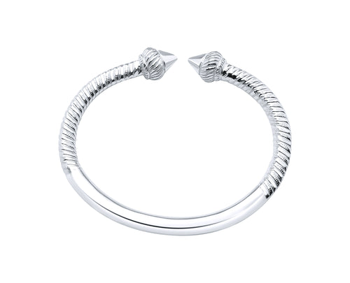 West Indian Taj Head Bangle with Our NEW rebar design .999 Fine Silver at .300 Thick - Size 9 1/2