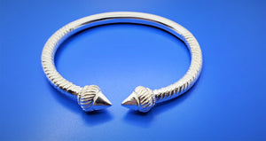 West Indian Taj Head Bangle with Our NEW rebar design .999 Fine Silver at .300 Thick - Size 9 1/2