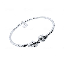 Load image into Gallery viewer, West Indian Conch Shell &amp; Clam Charm Bangle  .925 Sterling Silver at .110 Thick